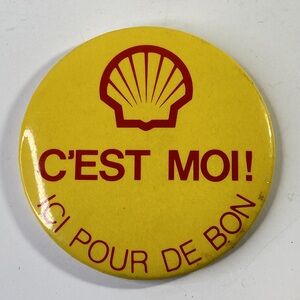French Chevron Oil Collectible Yellow and Red Button Pin